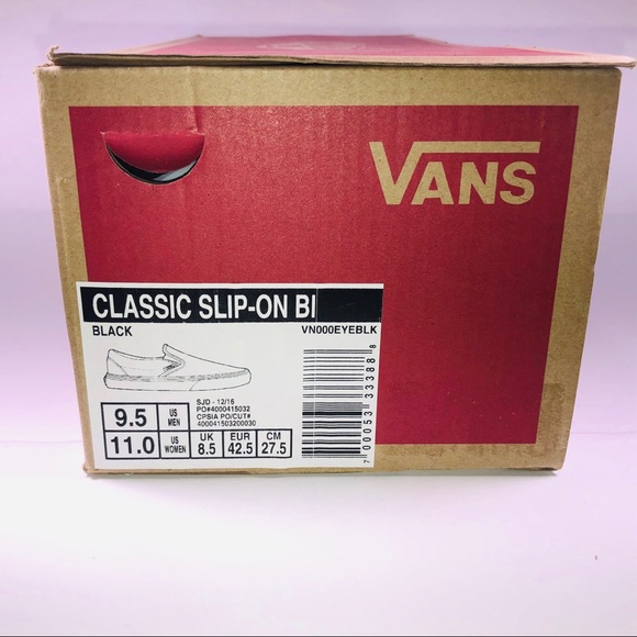VANS Classic Slip On Canvas Black & White Sneakers - Picture 9 of 9